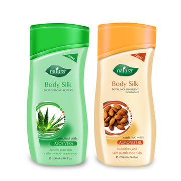 NATURA BODY SILK ALMOND OIL & ALOE VERA NOURISHMENT BODY LOTION COMBO PACK