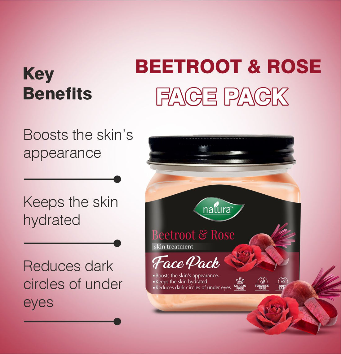 NATURA BEETROOT AND ROSE SKIN TREATMENT FACE PACK