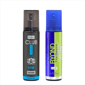 BYOND CLUB HOUSE LONG LASTTING NO GAS PERFUME FOR MEN AND WOMEN - 120 ML, Pack Of 2 (Hyde & Desire, 120Ml)