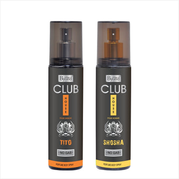 Byond Club House No Gas Deodorant, Unisex Perfume, Long Lasting Deo For Men And Women , Pack Of 2 (Tito & Shosha, 120Ml)