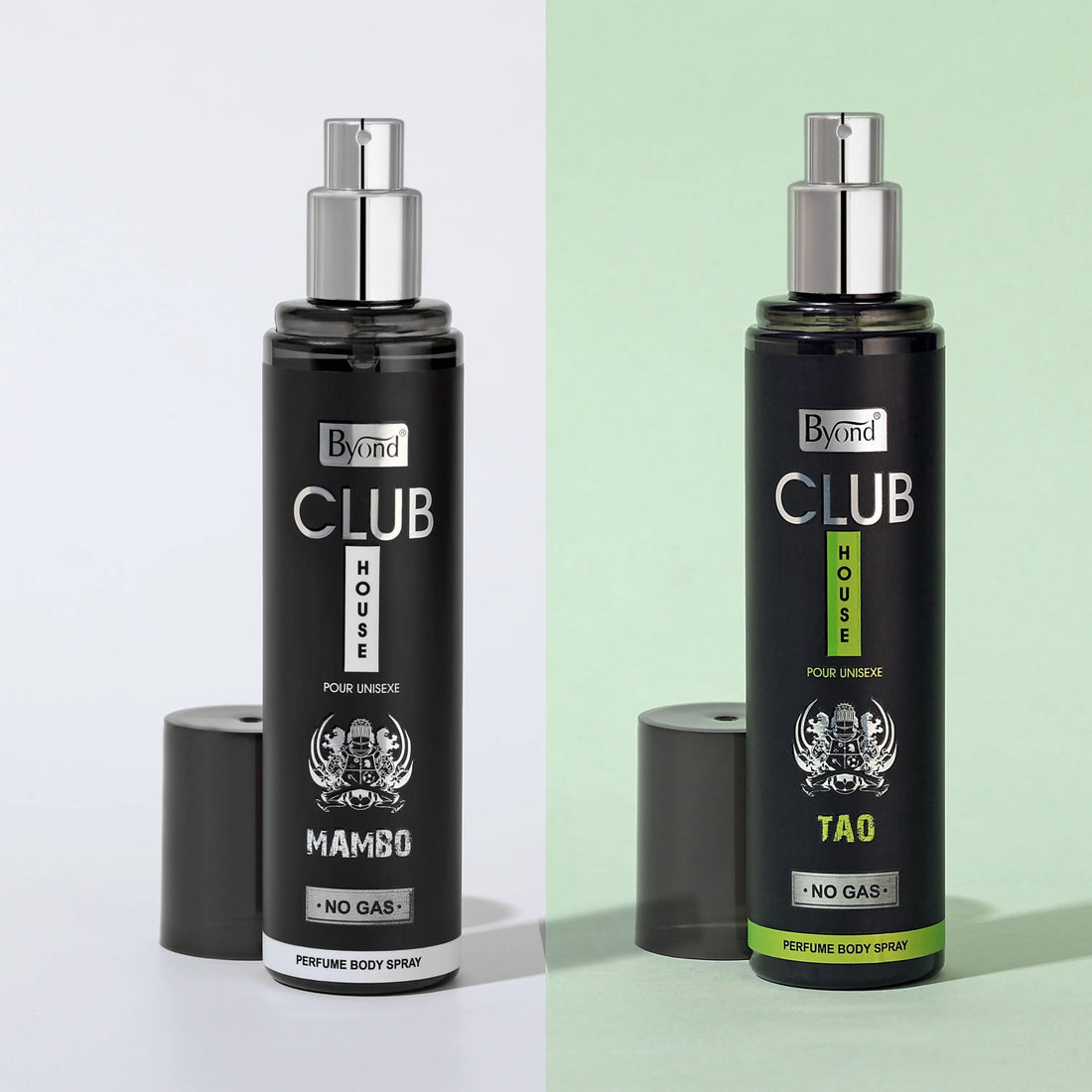 Byond Club House No Gas Deodorant, Unisex Perfume, Long Lasting Deo For Men And Women 24 Hour, Pack Of 2 (Mambo & Tao, 120Ml)