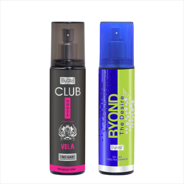 Byond Club House No Gas Deodorant, Perfume Body Spray, Long Lasting Deo For Men And Women (Vela & Desire, 120Ml)