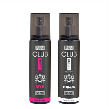 Byond Club House No Gas Deodorant, Unisex Perfume, Long Lasting Deo For Men And Women 24 Hour, Pack Of 2 (Vela & Mambo, 120Ml)