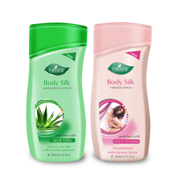 NATURA BODY SILK ALOE VERA  & FAIRNESS NOURISHMENT BODY LOTION COMBO PACK