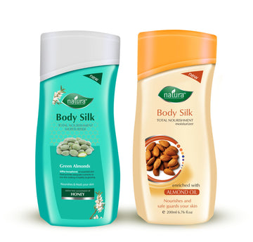 NATURA BODY SILK GREEN ALMONDS & ALMOND OIL NOURISHMENT BODY LOTION COMBO PACK