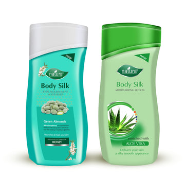 NATURA BODY SILK GREEN ALMONDS & ALOE VERA NOURISHMENT BODY LOTION COMBO PACK