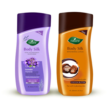 NATURA BODY SILK LAVENDER & COCOA BUTTER NOURISHMENT BODY LOTION COMBO PACK