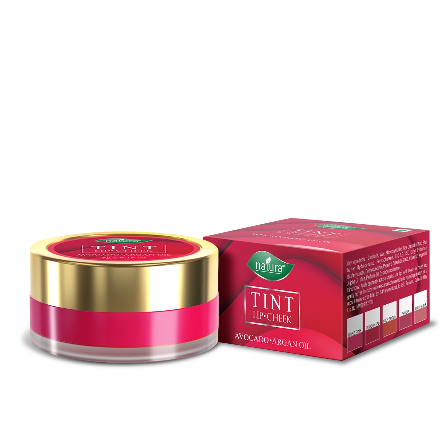 Natura Lip & Cheek Tint With Richness of Jojoba Oil, Argon Oil And Vitamin E For Lips, Blush & Eyeshadow ( Rose Pink )