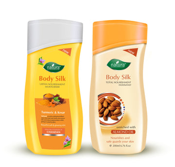 NATURA BODY SILK UBTAN & ALMOND OIL NOURISHMENT BODY LOTION COMBO PACK